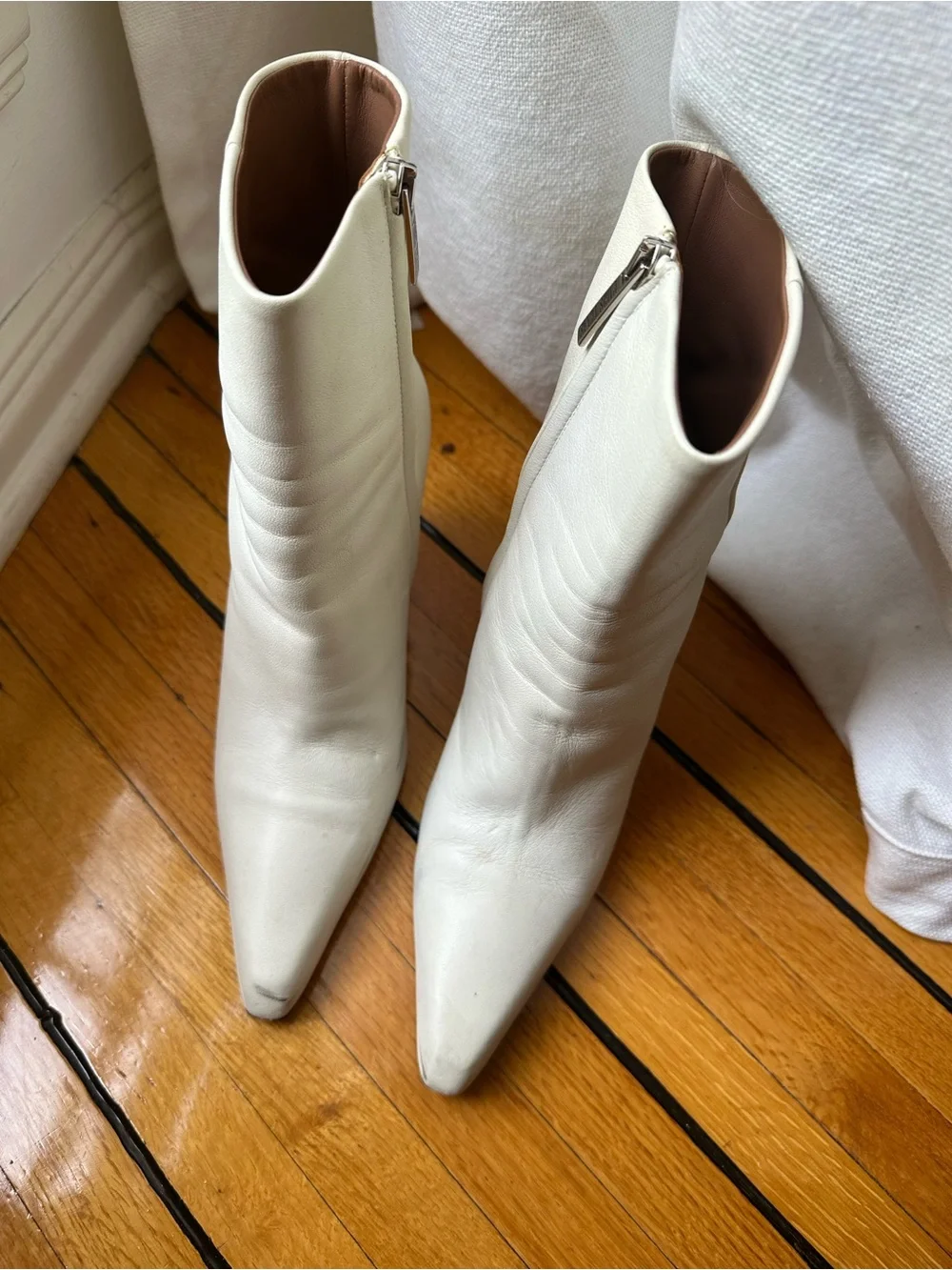 Paris Texas White Leather Ankle Boots